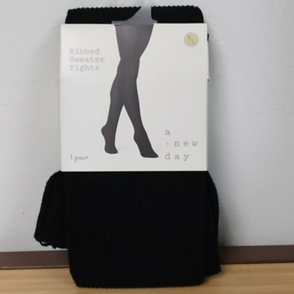 Women's Black ribbed sweater tights